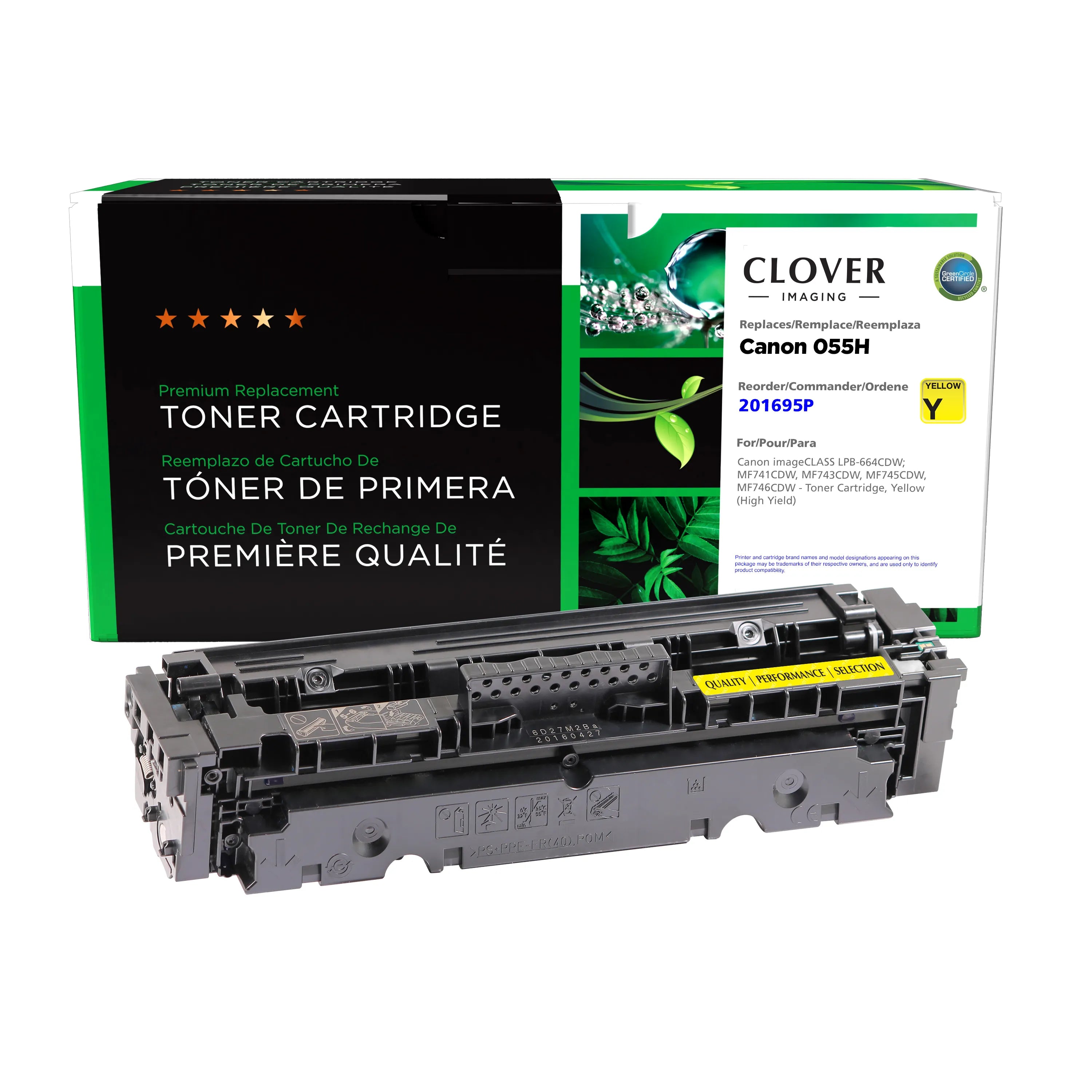 Clover MF741CDW, MF743CDW Remanufactured High Yield Yellow Toner Cartridge, 055HY (3017C001)