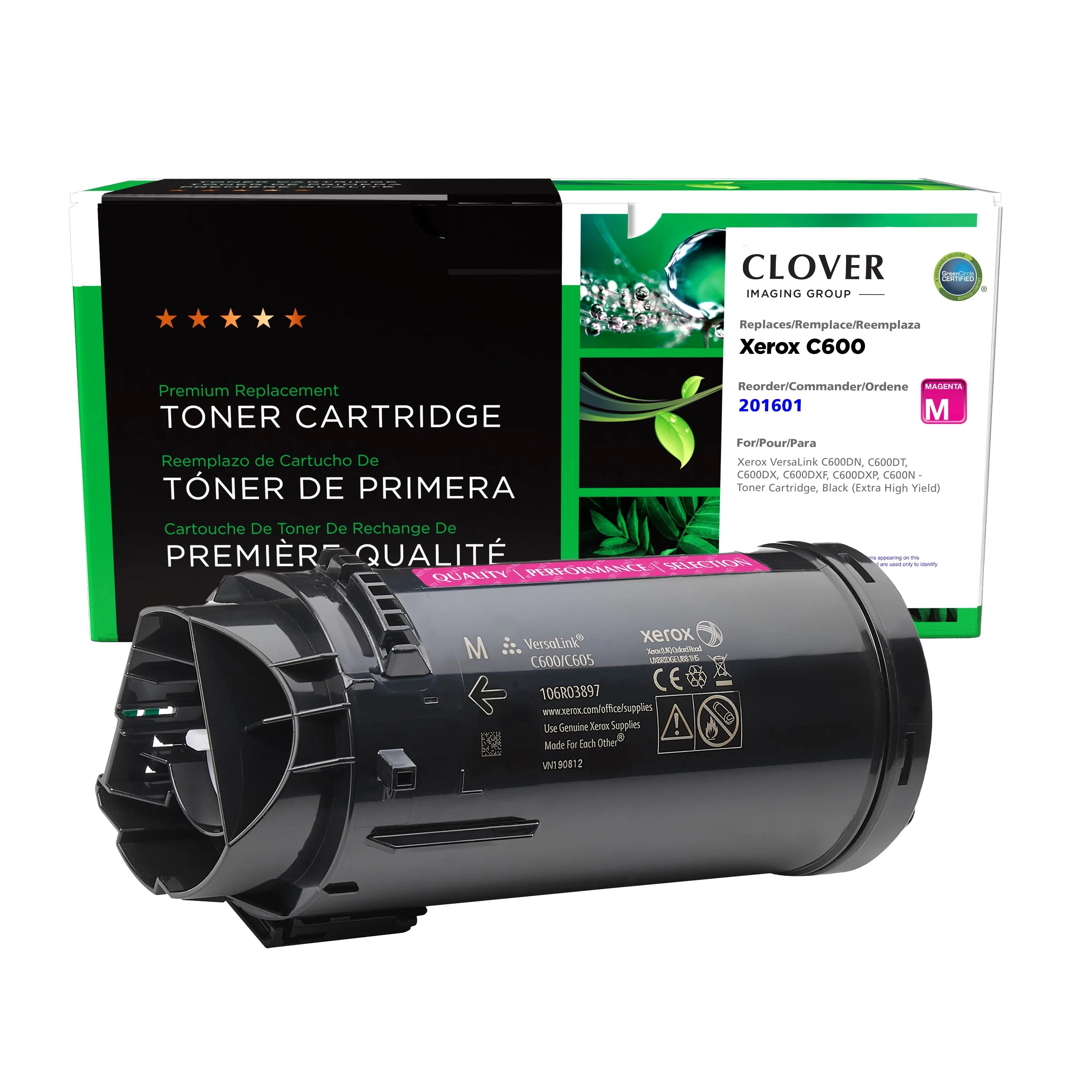 Xerox C600 Remanufactured Extra High Yield Magenta Toner Cartridge, 106R03917
