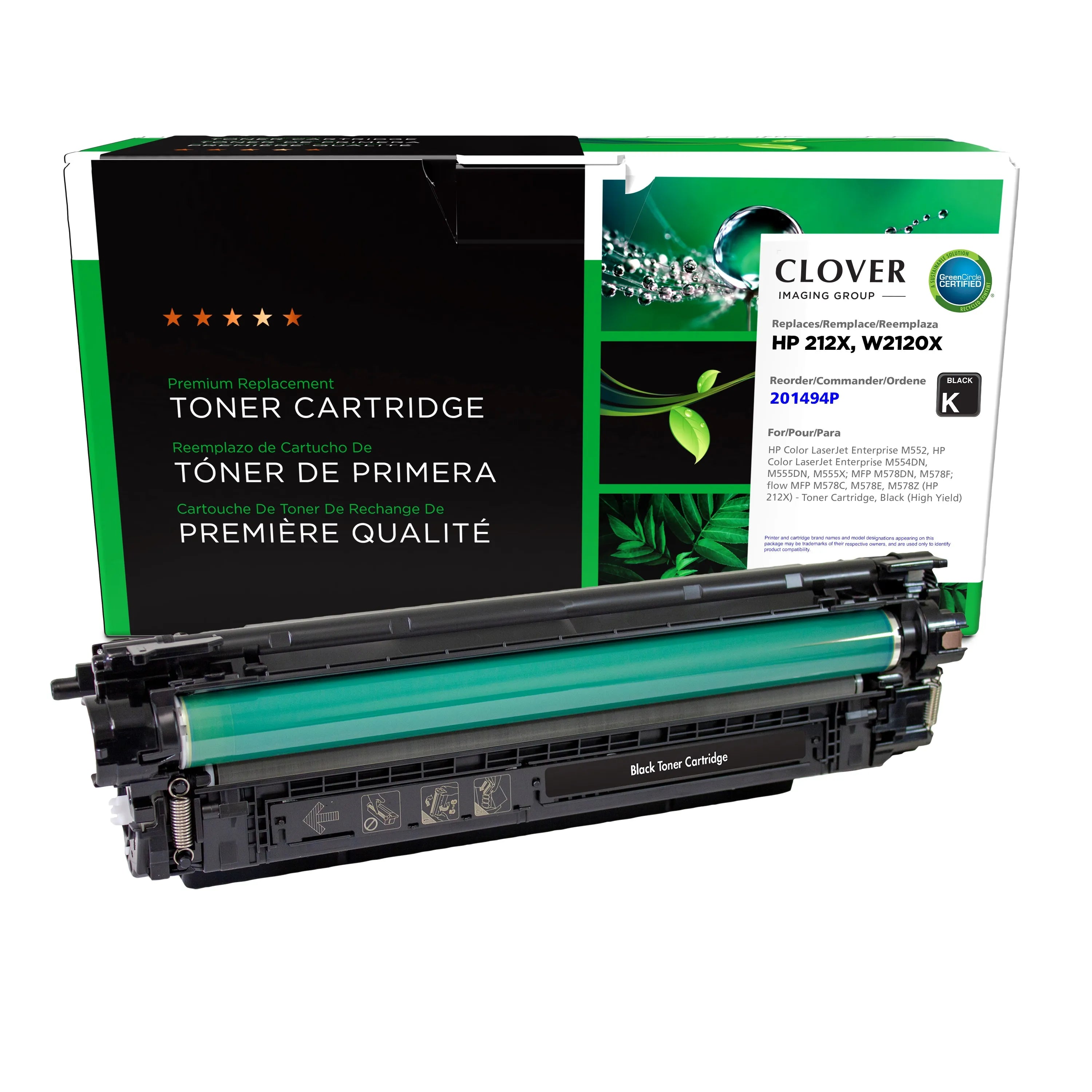 HP 212X Remanufactured High Yield Black Toner Cartridge, W2120X