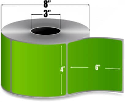 Thermal Transfer Label (4 x 6) 3"Core 4RL/1000/CS 4000 Labels to a case CTT400600-3P F/GREEN