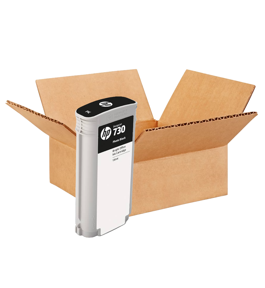 HP DesignJet T1600/T1700/T2600 New OEM Black Ink Cartridge Placed in Brown Box, P2V67A