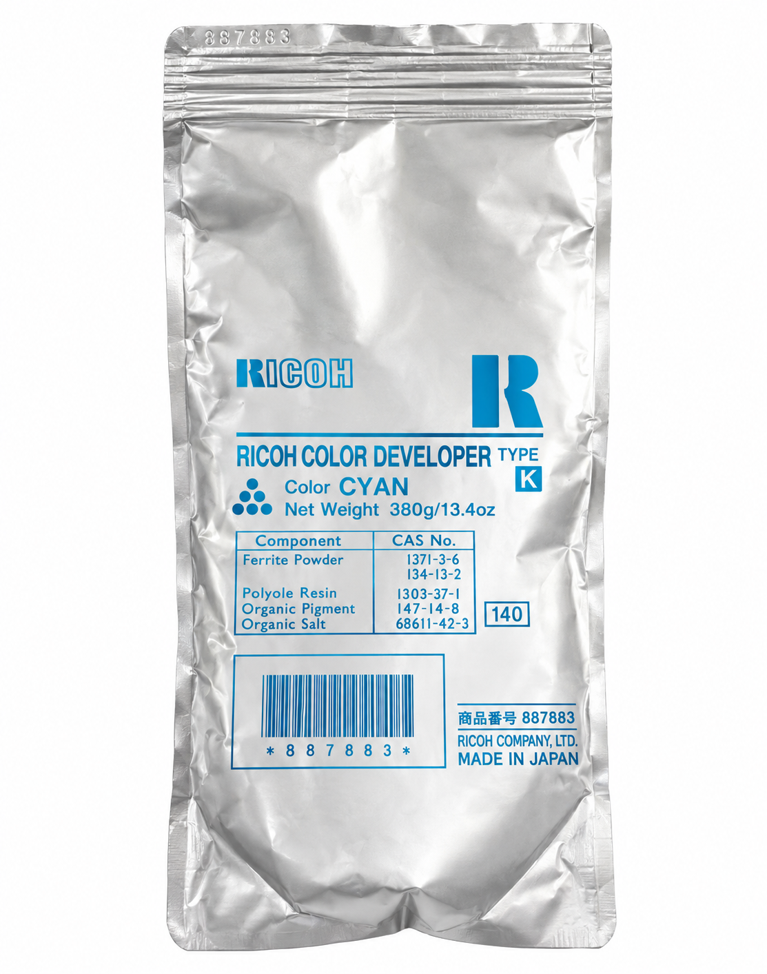 Ricoh Aficio 3006/4106 Type K Cyan Developer, 887883