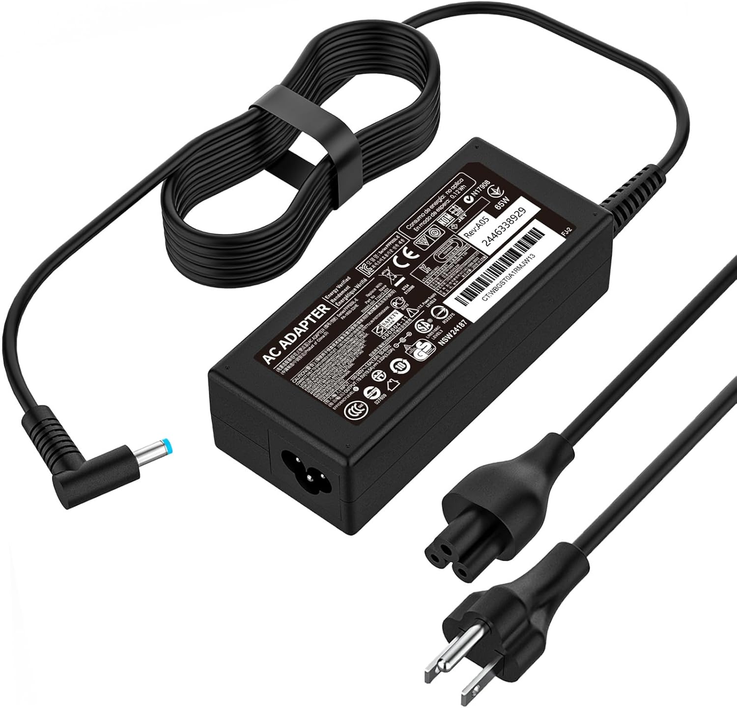 HP OEM Smart AC Power Adapter (65 watt) - 4.5mm Barrel Connector, 710412-001