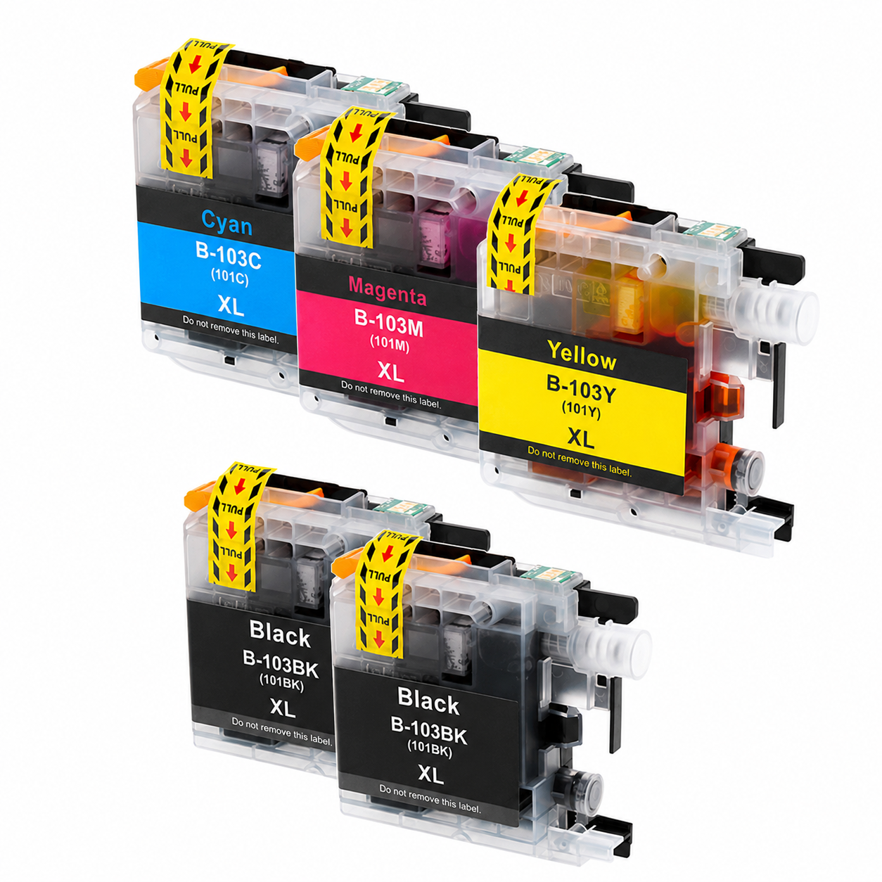 Brother LC103 Compatible 5 Cartridge Pack Inkjet Color Combo 600 High Yield, LC1035PKS