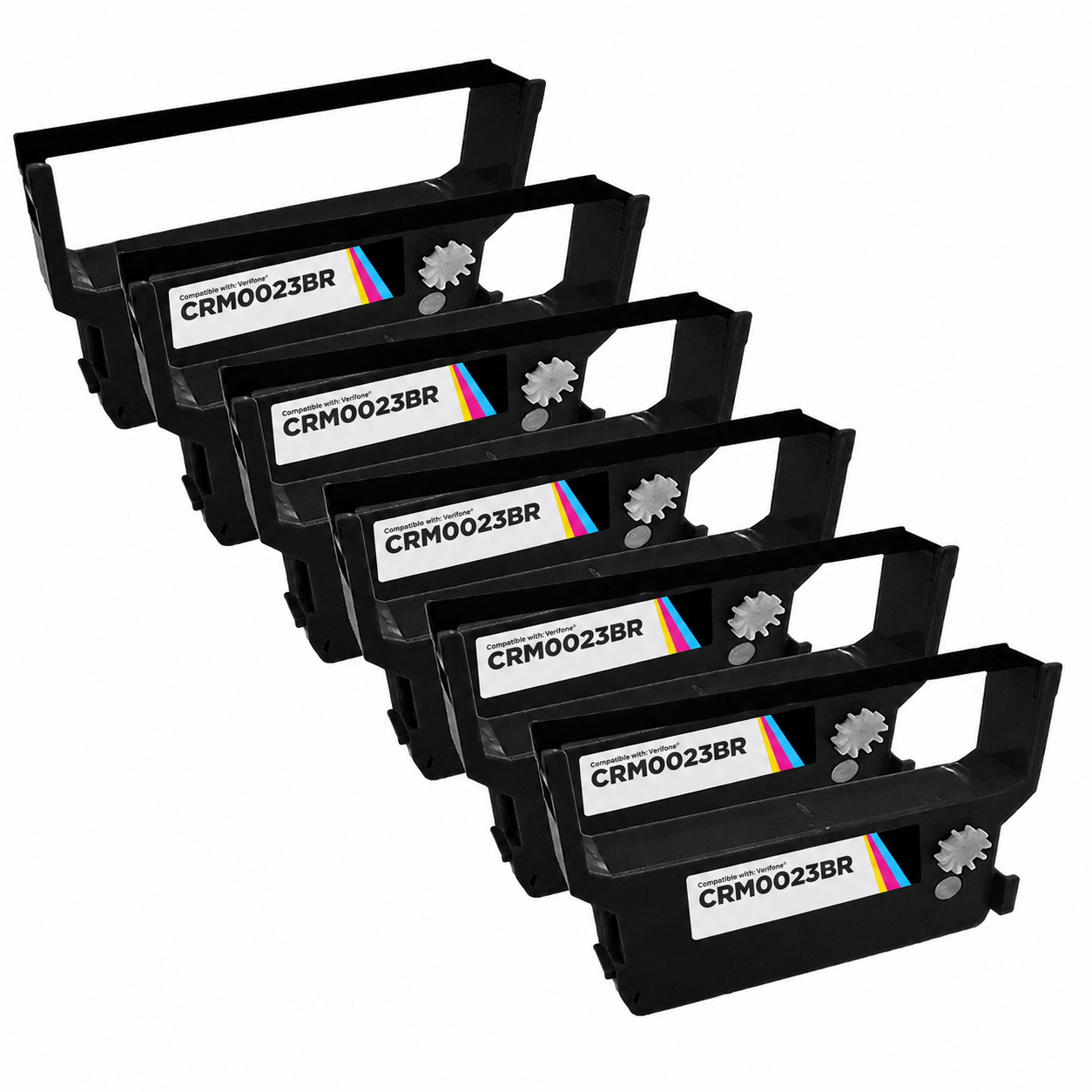 Verifone Compatible 6 Pack Value Pack Black/Red POS Ribbon, CRM0023BR