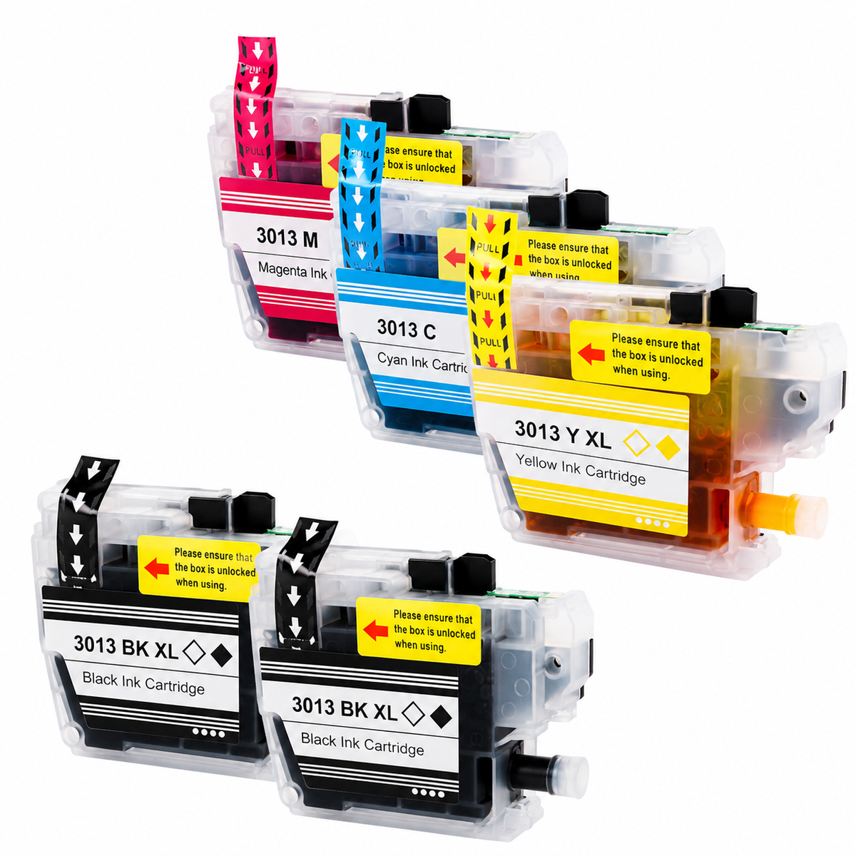 Brother LC3013 Compatible 5 Cartridge Pack 400 High Yield Inkjet Color Combo, LC30135PKS