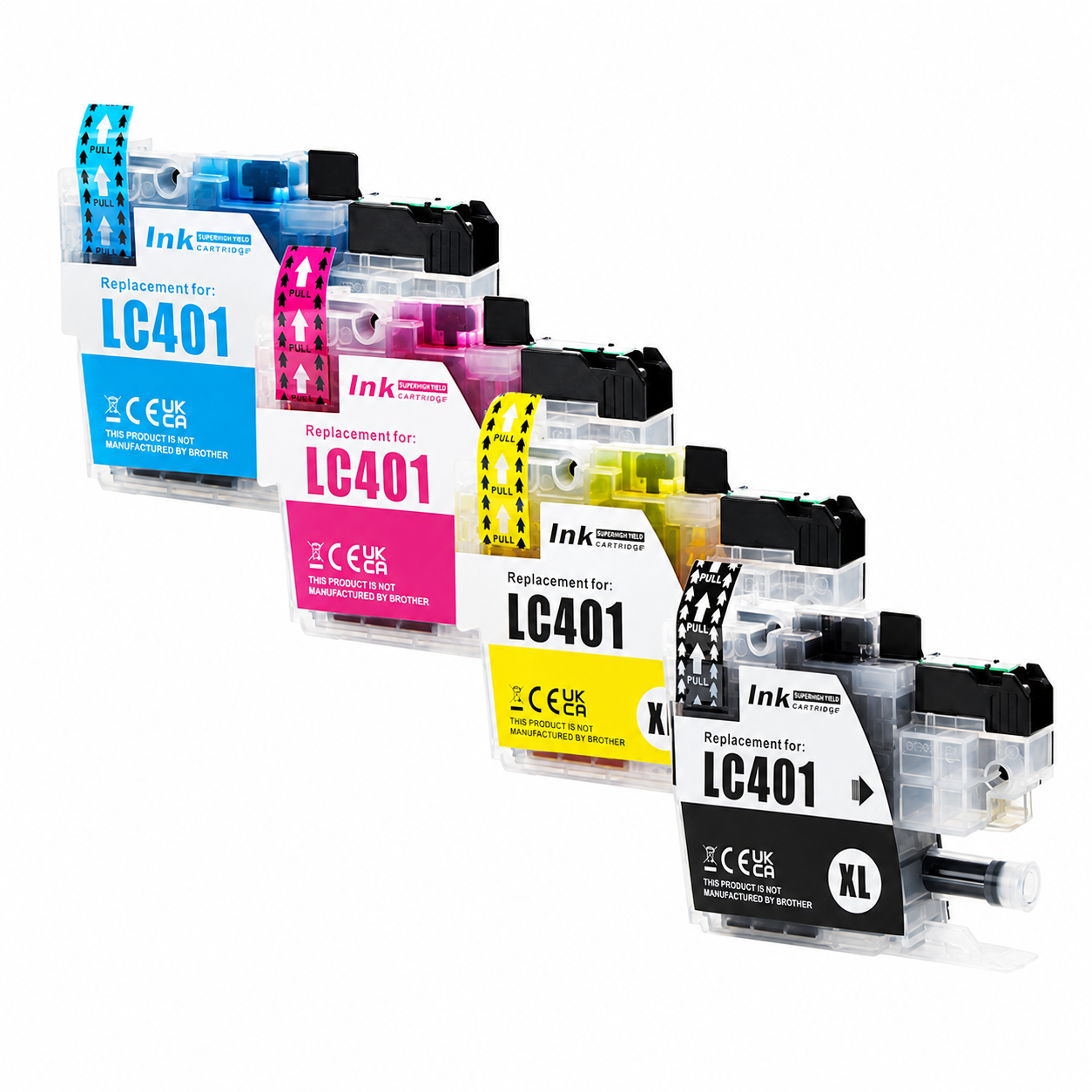 Brother LC401XL Compatible 4 Cartridge Pack 500 High Yield Inkjet Color Combo, LC401XL4PKS