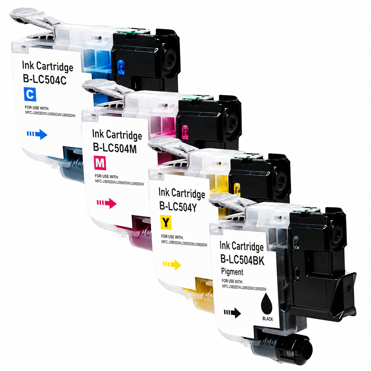 Brother LC504 Compatible 4 Cartridge Pack 600/500 Std Yield Inkjet Color Combo, LC5044PKS