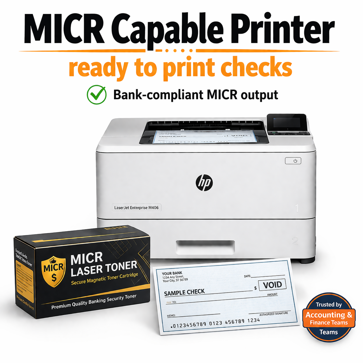 HP LaserJet M406DN (MICR Bundle) Monochrome Printer, 3PZ15A