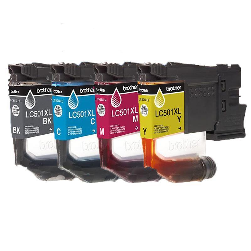Brother LC501XL Compatible 4 Cartridge Pack 500 High Yield Inkjet Color Combo, LC501XL4PKS