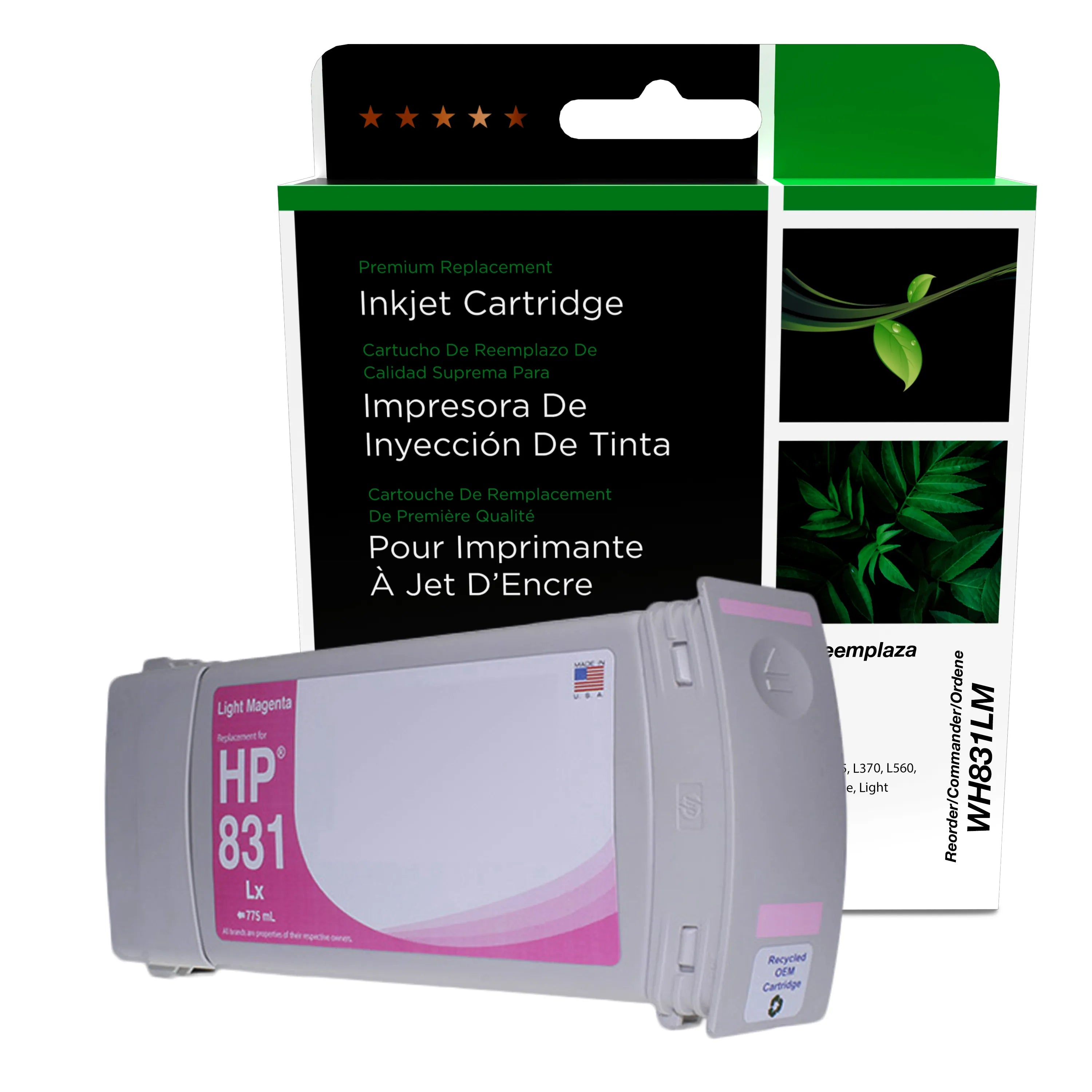 HP 831 Remanufactured Light Magenta Wide Format Ink Cartridge, CZ687A