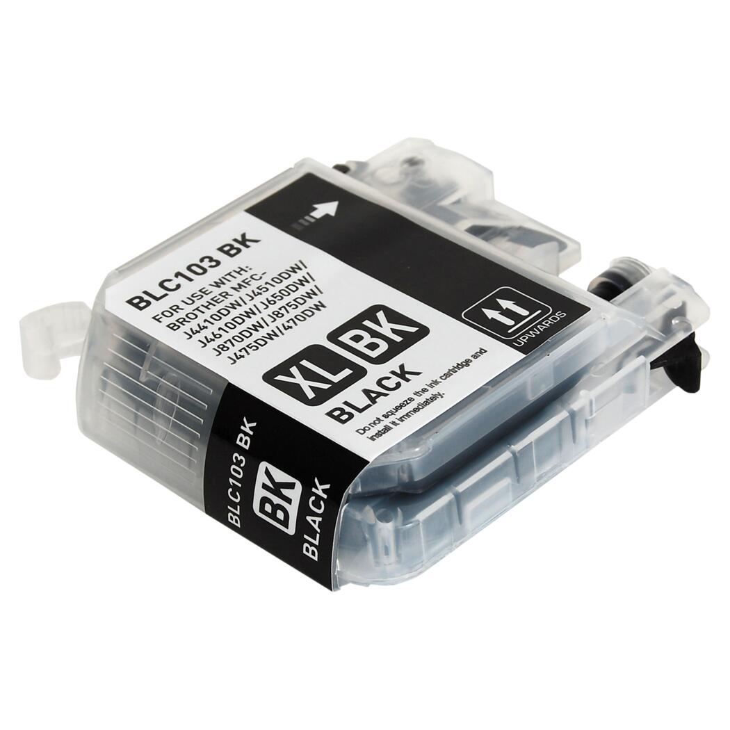 Brother LC103 Compatible Black 600 High Yield InkJet Cartridge, LC103BK