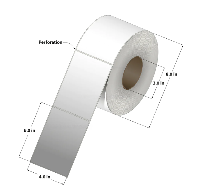 Thermal Transfer Label (4 x 6) 3"Core 4RL/1000/CS, 4000 Labels to a case CTT400600-3P