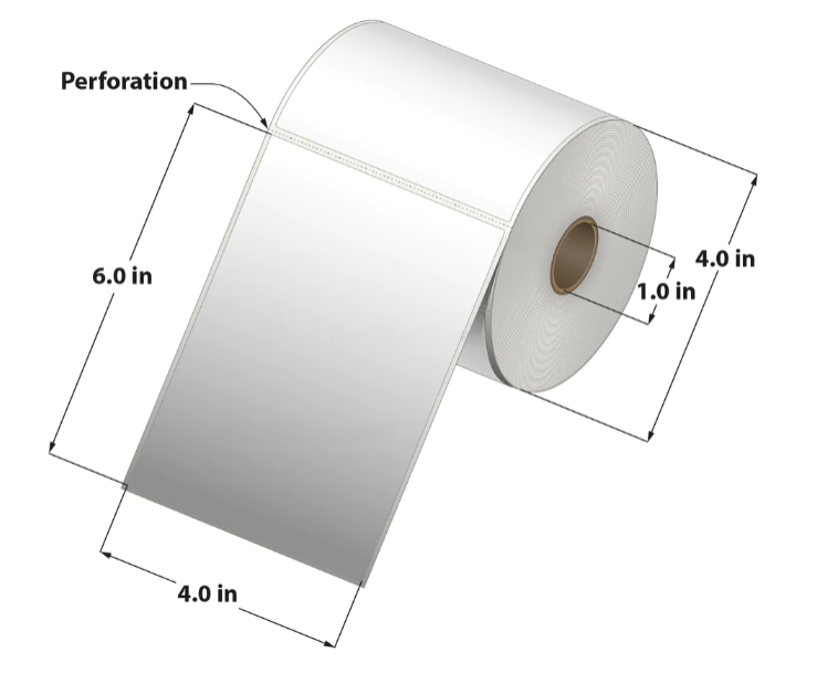 Direct Thermal Label ( 4 x 6 ) 1"Core 12RL/250 3000 Labels to a case RDT4-400600-1P