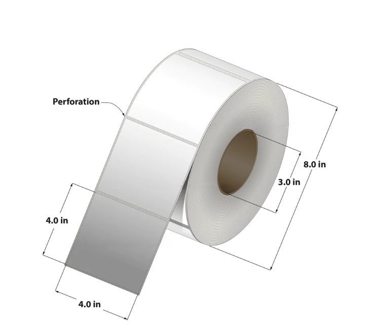 Direct Thermal Label(4 x 4) 3"Core 4RL/1500/CS 6000 Labels to a case, DT400400-3P