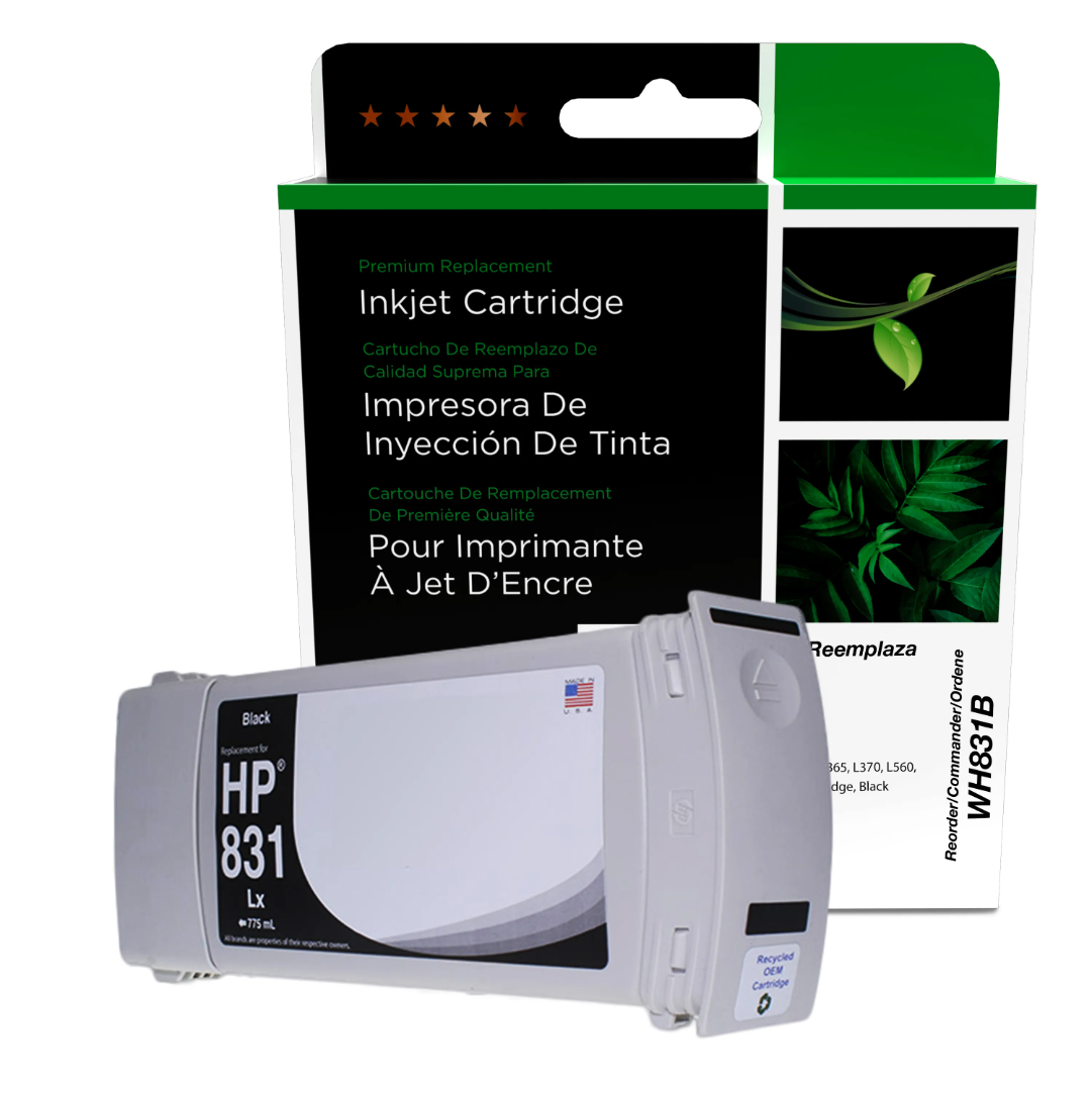 HP 831 Remanufactured Black Wide Format Ink Cartridge, CZ682A