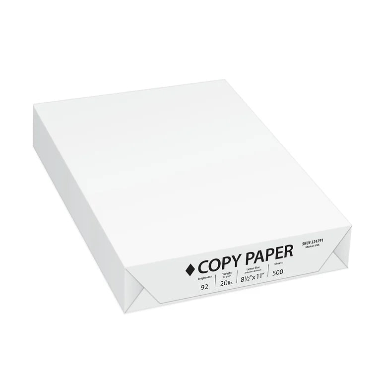 8.5" X 11" Plain 20LB Copy Paper
