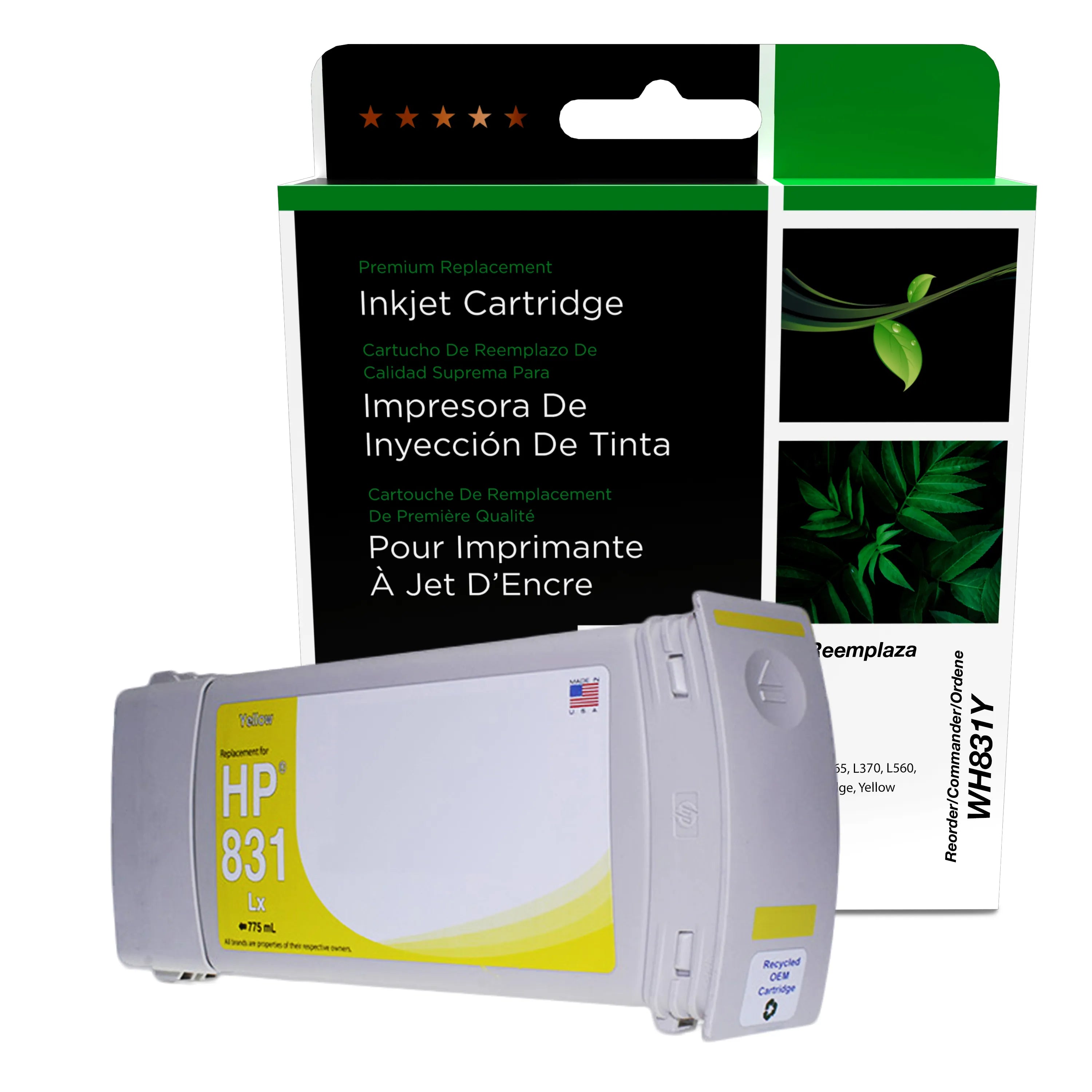 HP 831 Remanufactured Yellow Wide Format Ink Cartridge, CZ685A