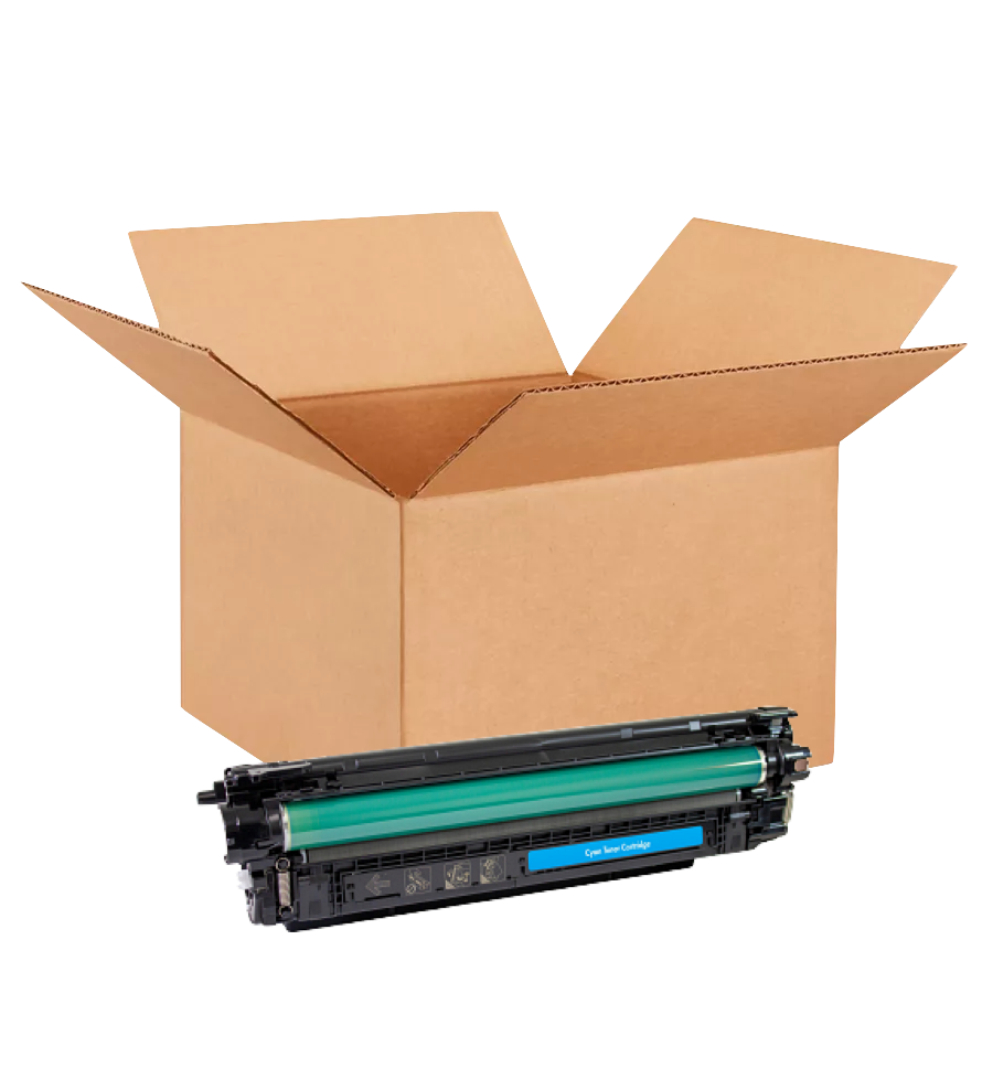 HP 657X High Yield New OEM Cyan Toner Cartridge Placed in Brown Box, W9031MC