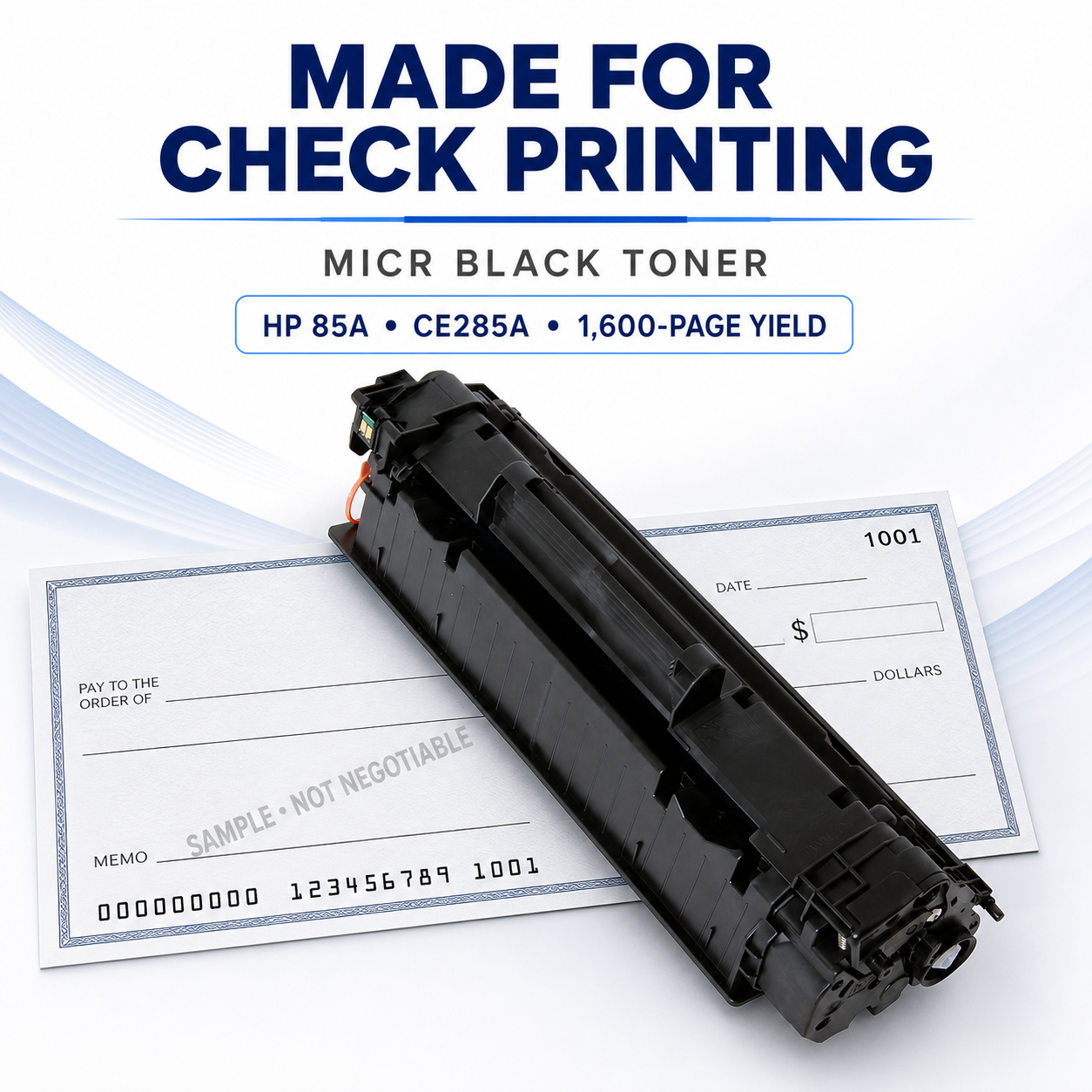 HP 85A Compatible MICR Black 1.6K Yield Toner Cartridge CE285A