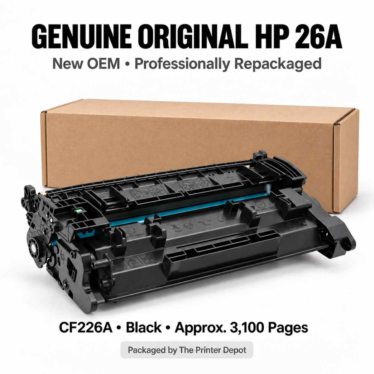 HP 26A Black Original LaserJet Toner Cartridge – New OEM Brown Box – CF226A