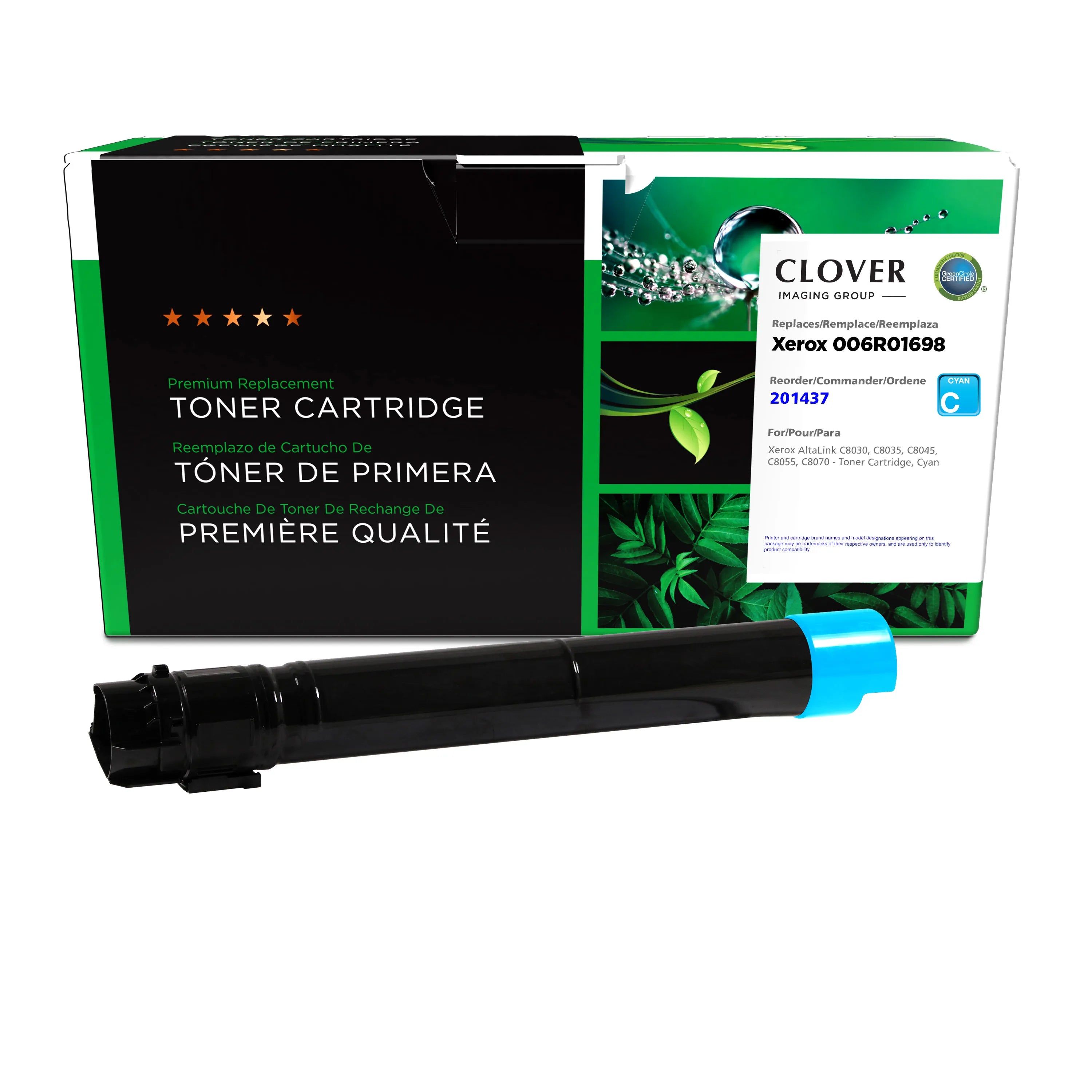 Xerox C8030, C8035, C8045, C8055 Remanufactured Cyan Toner Cartridge, 006R01698