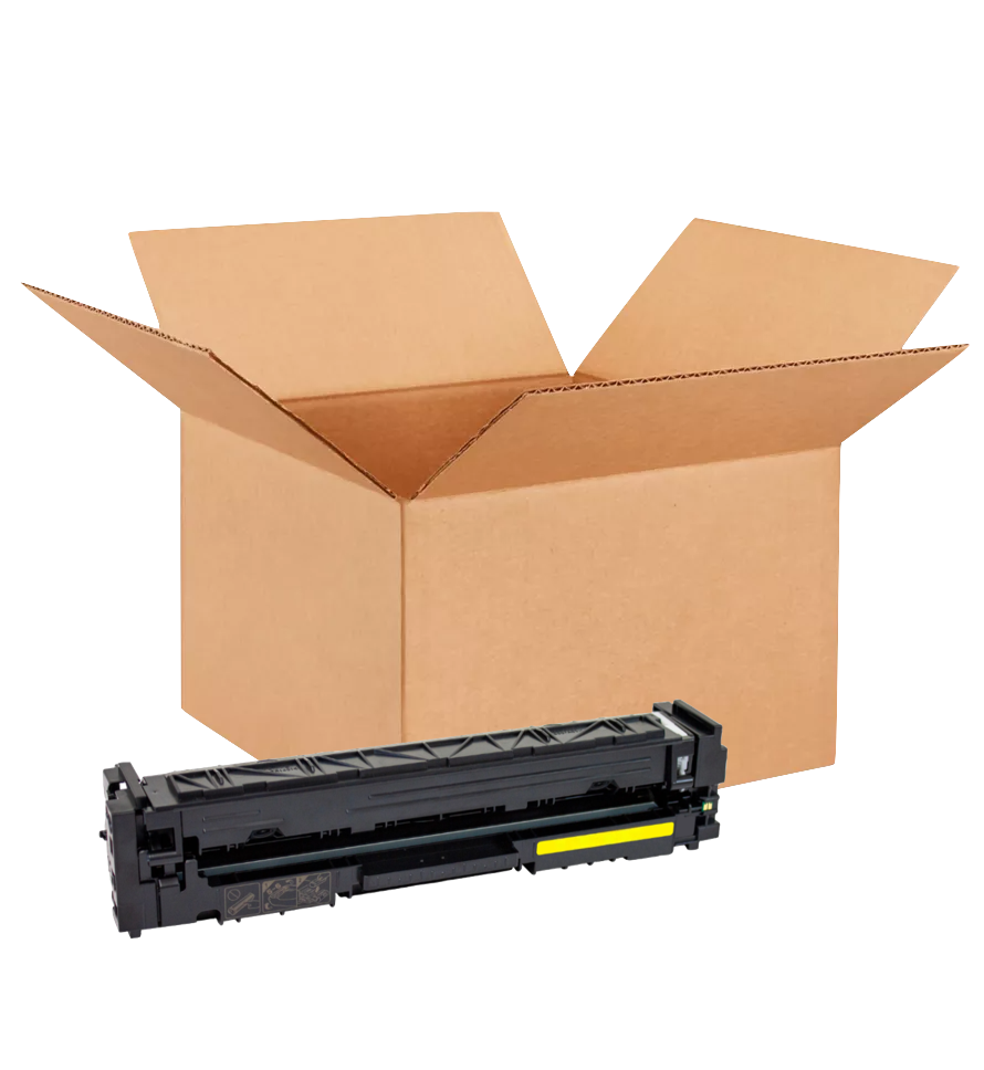 HP 202A New OEM Yellow Toner Cartridge Placed in Brown Box, CF502A