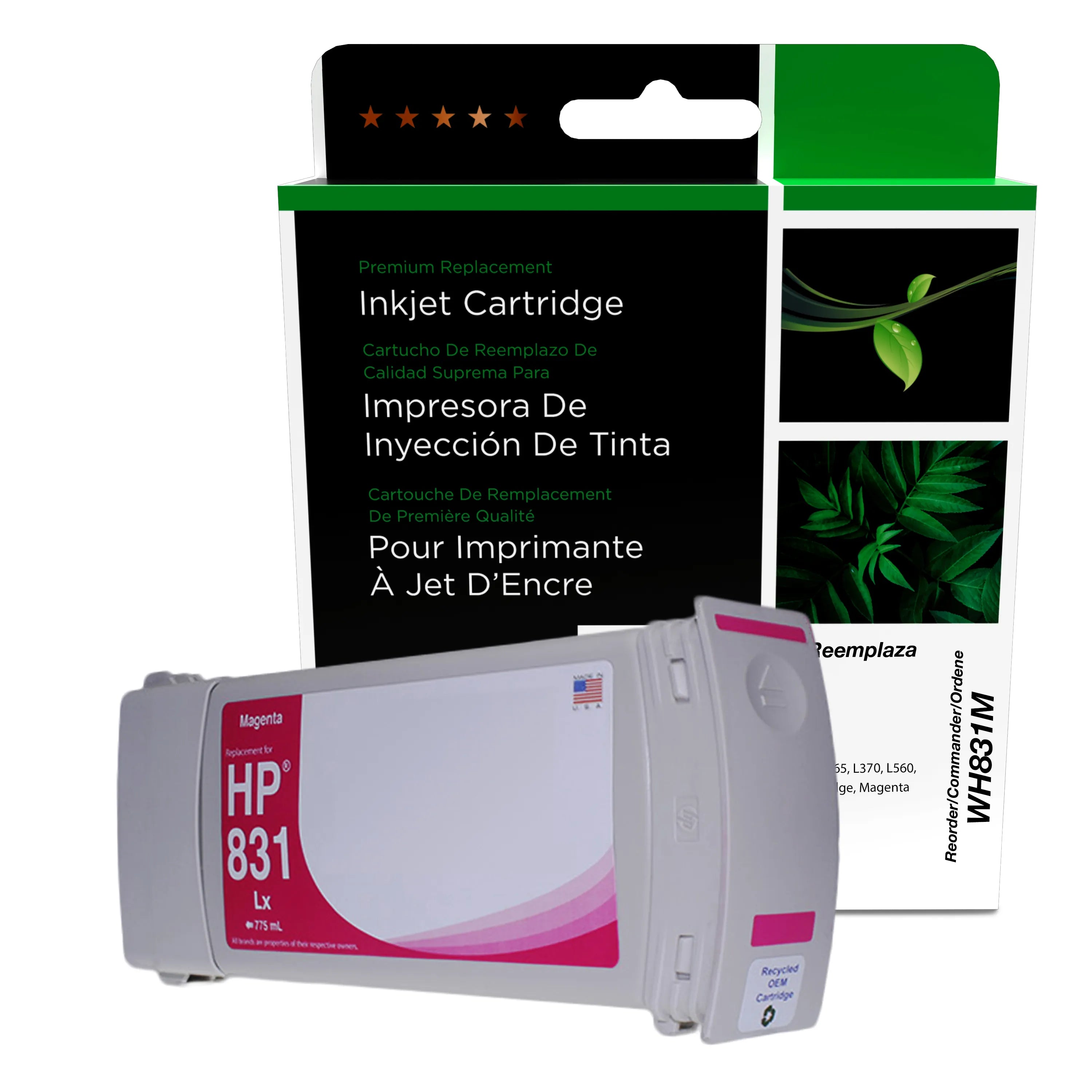 HP 831 Remanufactured Magenta Wide Format Ink Cartridge, CZ684A