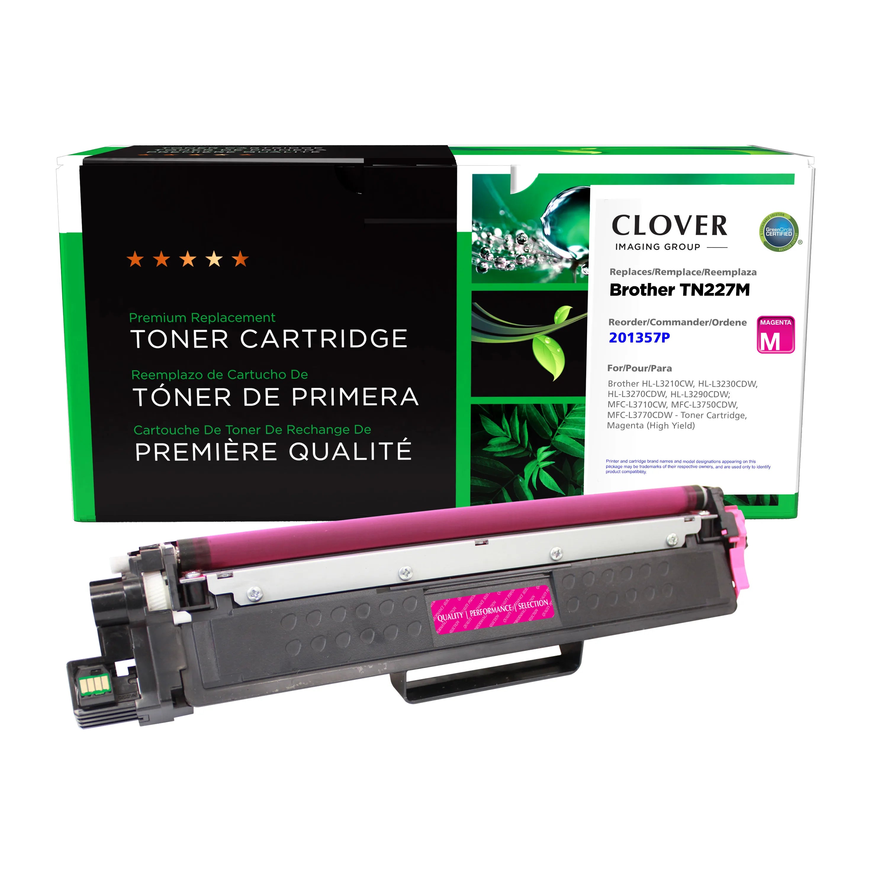 Brother HL-L3210CW, HL-L3230CDW Remanufactured High Yield Magenta Toner Cartridge, TN227M