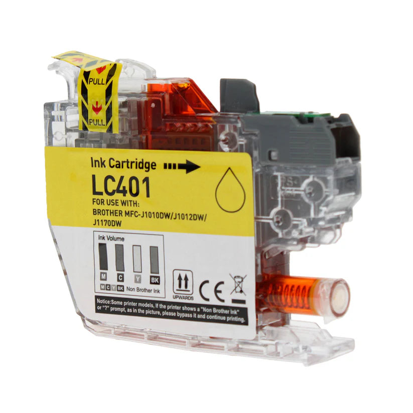 Brother J1010/J1012/J1170 Compatible Inkjet Cartridge Yellow 200 Yield, LC401Y