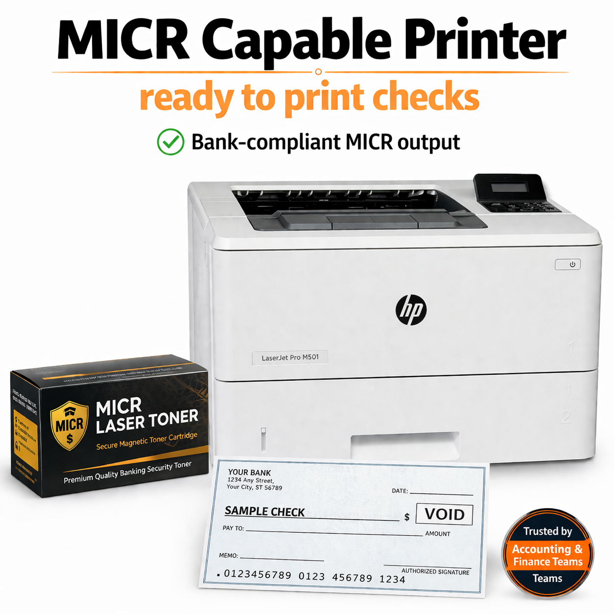 HP LaserJet Pro M501dn Monochrome MICR Printer, J8H61A