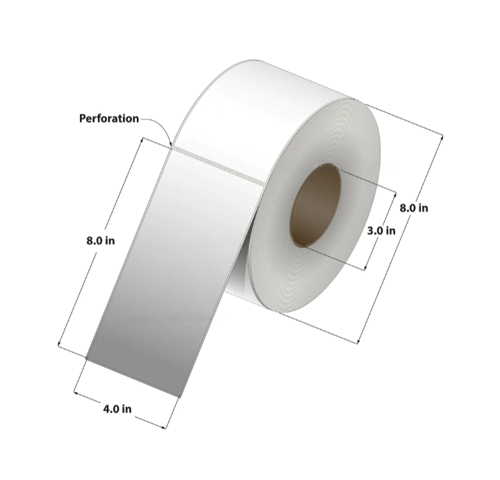 Thermal Transfer Label (4 x 8) 3"Core 4RL/800/CS 3200 Labels to a case CTT400800-3P