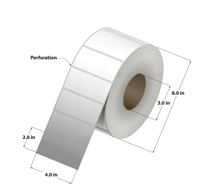 Direct Thermal Label (4 x 2) 3"Core 4RL/3000/CSC 12000 Labels to a cas