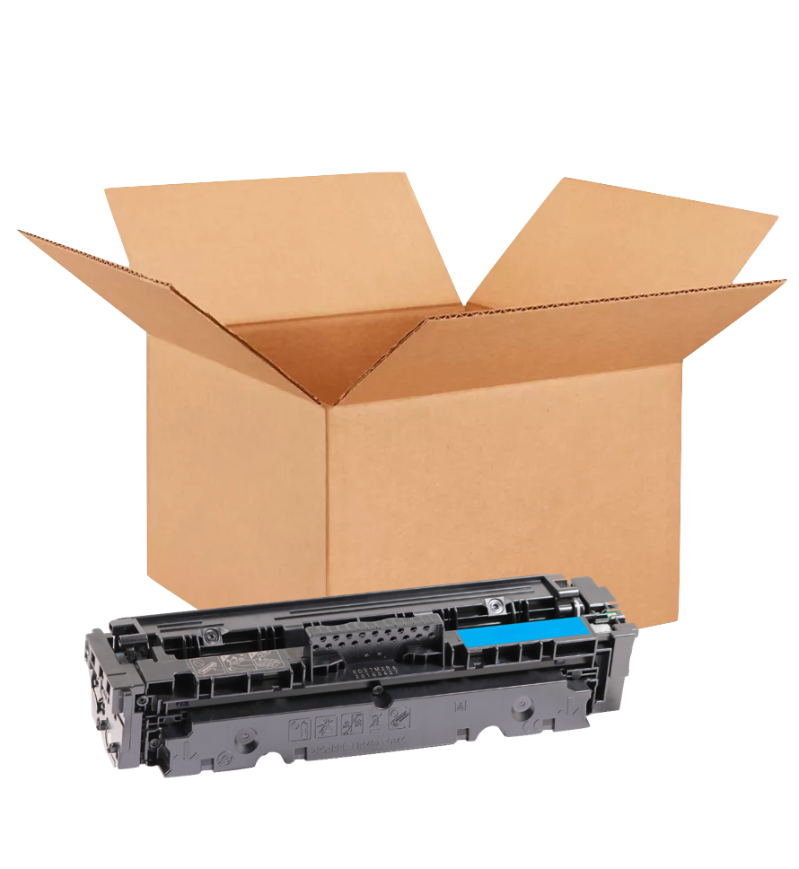 HP 410X New OEM Cyan Toner Cartridge Placed in Brown Box, CF411X