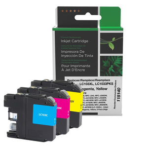 High Yield Cyan, Magenta, Yellow Ink Cartridges for Brother LC103XL 3-Pack
