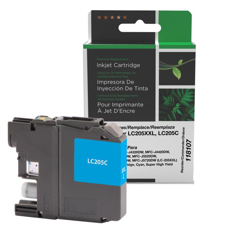 Super High Yield Cyan Ink Cartridge for Brother LC205XXL