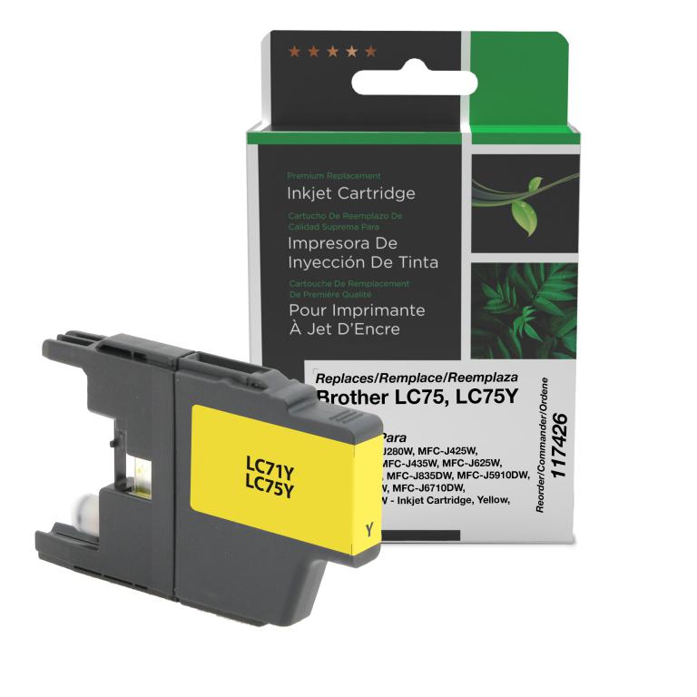 High Yield Yellow Ink Cartridge for Brother LC71/LC75