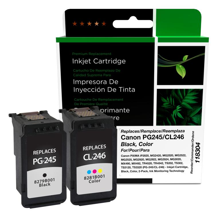 Black, Color Ink Cartridges for Canon PG-245/CL-246 2-Pack