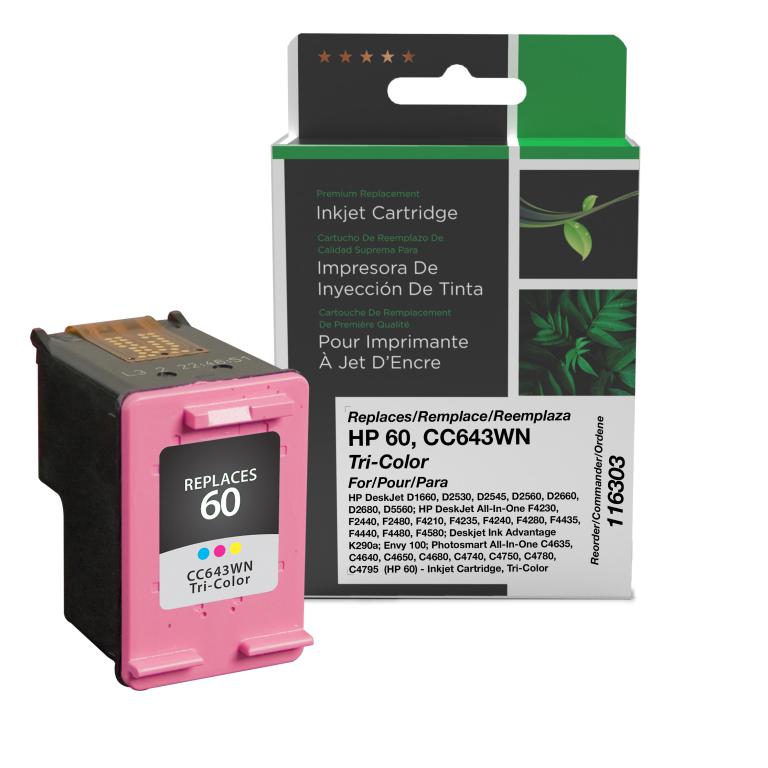 Tri-Color Ink Cartridge for HP CC643WN (HP 60)
