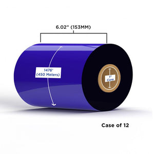 Enhanced Wax Ribbon 153mm x 450M (12 Ribbons/Case) for Zebra Printers
